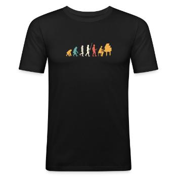 Lustiges Klavierspieler Klavier Piano Pianist - Männer Slim Fit T-Shirt - Schwarz - Vorne - Nik (191cm)
