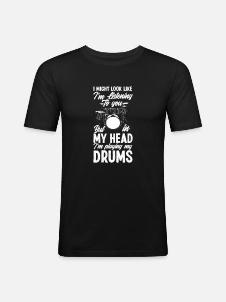 Drums Drummer Gift - Men's Slim Fit T-Shirt - black
