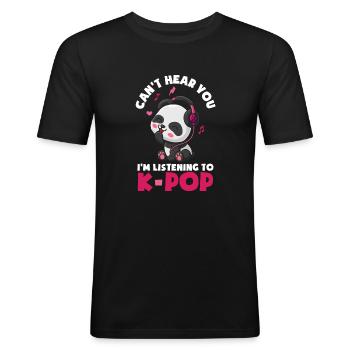 K-Pop K-Drama Koreanische Popmusik - Männer Slim Fit T-Shirt - Schwarz - Vorne - Nik (191cm)