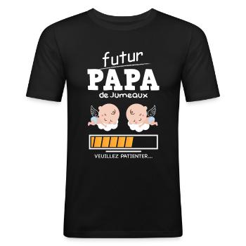 Jumeaux - T-shirt près du corps Homme - noir - Devant - Nik (191cm)
