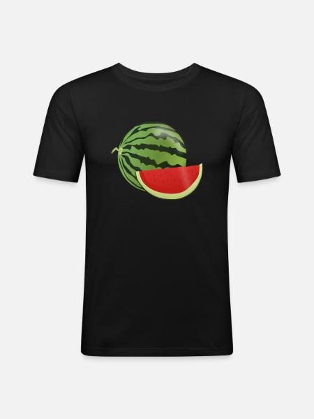 pastèque pastèque fruits végétariens1112 - T-shirt près du corps Homme - noir