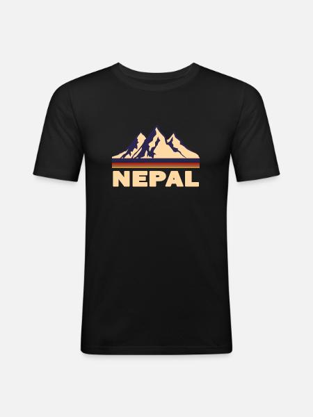 nepal mountains asia gift - Men's Slim Fit T-Shirt - black