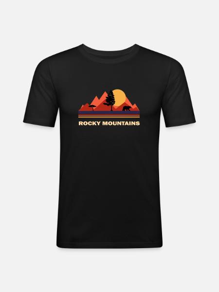 Rocky Mountains - Männer Slim Fit T-Shirt - Schwarz