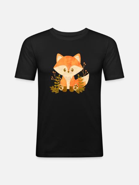 Cute fox - Men's Slim Fit T-Shirt - black