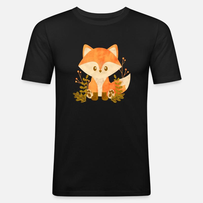 Cute fox - Men's Slim Fit T-Shirt - black