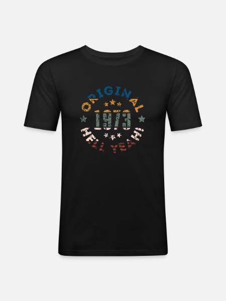 Original 1973 Hell Yeah! - Männer Slim Fit T-Shirt - Schwarz