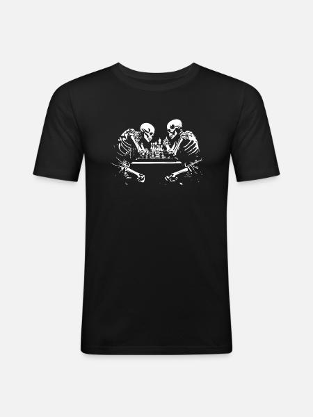 Skeletons Play Chess - Men's Slim Fit T-Shirt - black