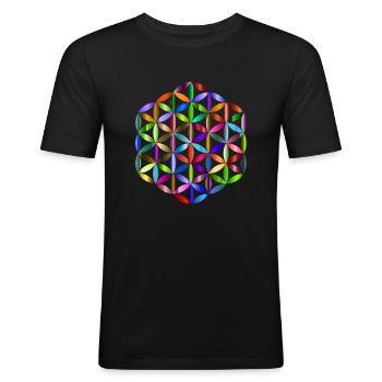 Blume des Lebens - Männer Slim Fit T-Shirt - Schwarz - Vorne - Nik (191cm)
