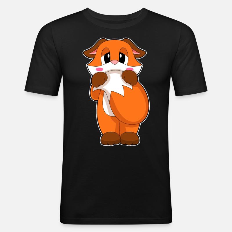 Fuchs Schüchtern - Männer Slim Fit T-Shirt - Schwarz