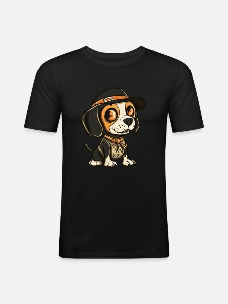 Beagle Dog Halloween Zombie - Men's Slim Fit T-Shirt - black