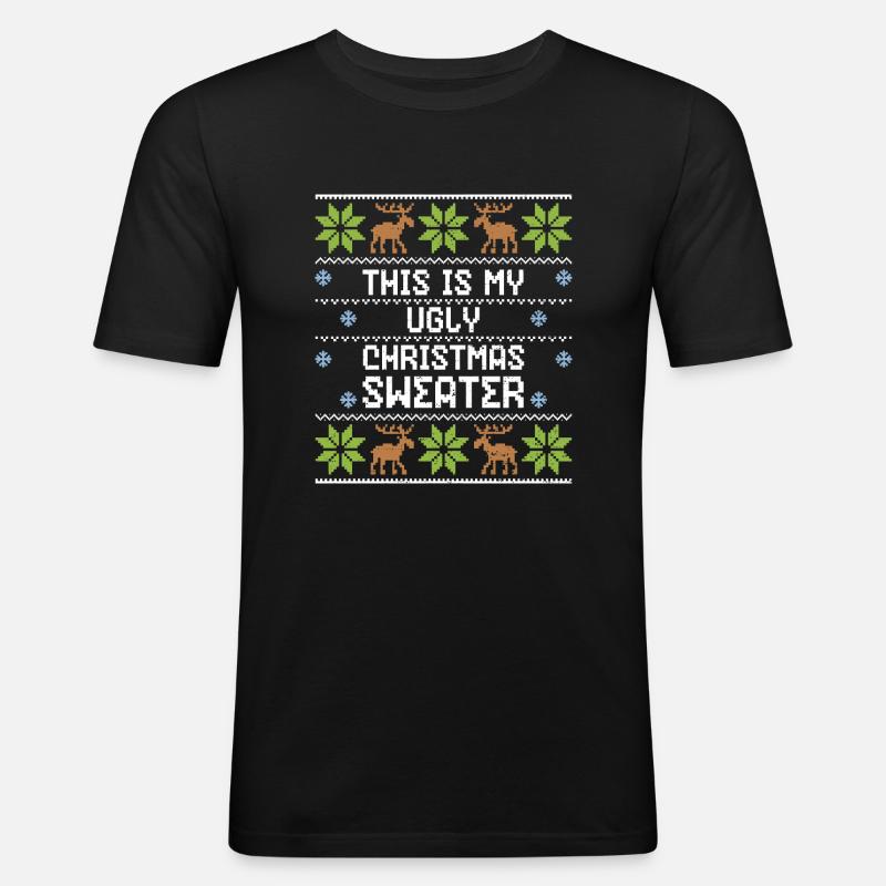 C'est mon pull de Noël laid - Noël laid - T-shirt près du corps Homme - noir