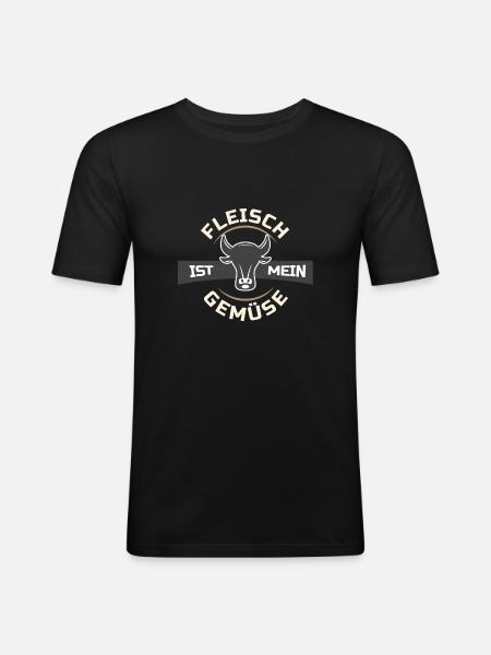 Kødgrøntsager oksekød bøf mad kødædende tegneserie - Herre Slim Fit T-Shirt - sort