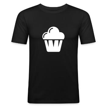 Muffin - Männer Slim Fit T-Shirt - Schwarz - Vorne - Nik (191cm)