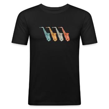 orchestre de saxophone - T-shirt près du corps Homme - noir - Devant - Nik (191cm)