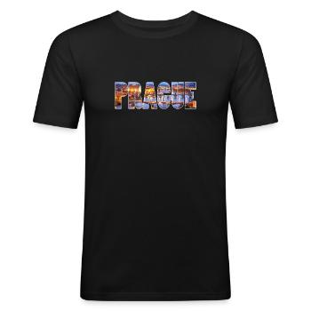 ville de prague - T-shirt près du corps Homme - noir - Devant - Nik (191cm)