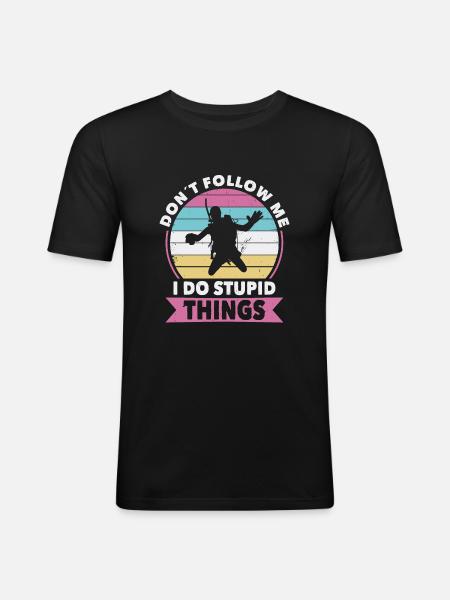 Volg geen duikduiken - Mannen slim fit T-shirt - zwart