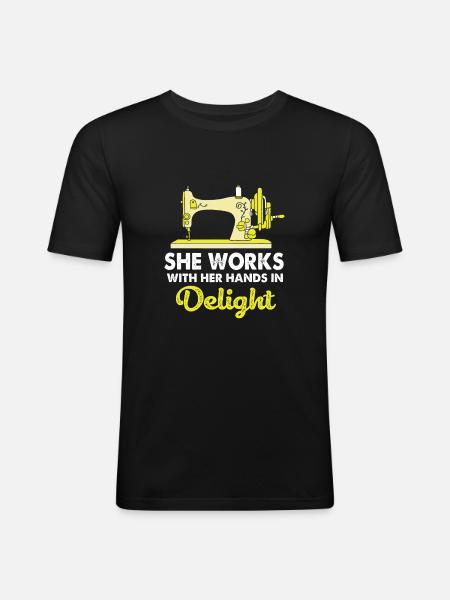 Sewing Machine Seamstress - Men's Slim Fit T-Shirt - black