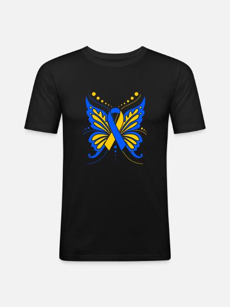 Down Syndrome Butterfly - Men's Slim Fit T-Shirt - black