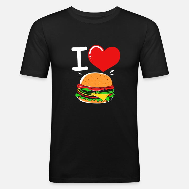 Cheeseburger Burger - Männer Slim Fit T-Shirt - Schwarz
