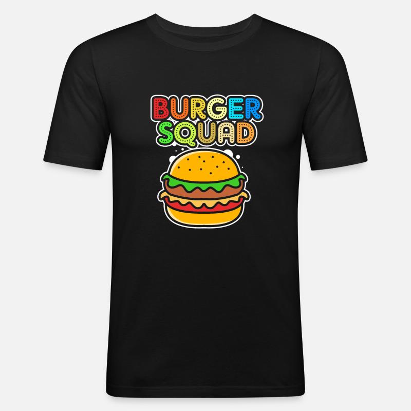 Cheeseburger Burger - Männer Slim Fit T-Shirt - Schwarz