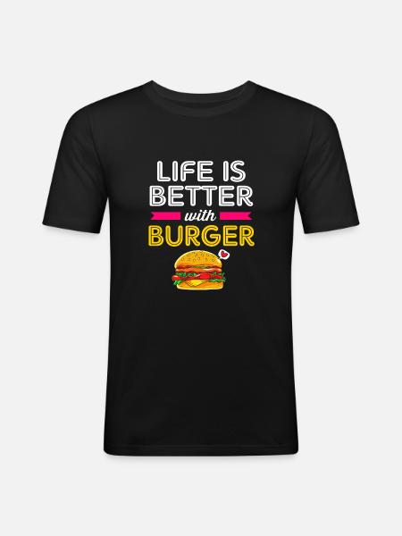Cheeseburger - Männer Slim Fit T-Shirt - Schwarz