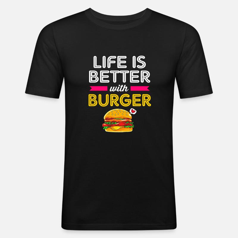 Cheeseburger - Männer Slim Fit T-Shirt - Schwarz