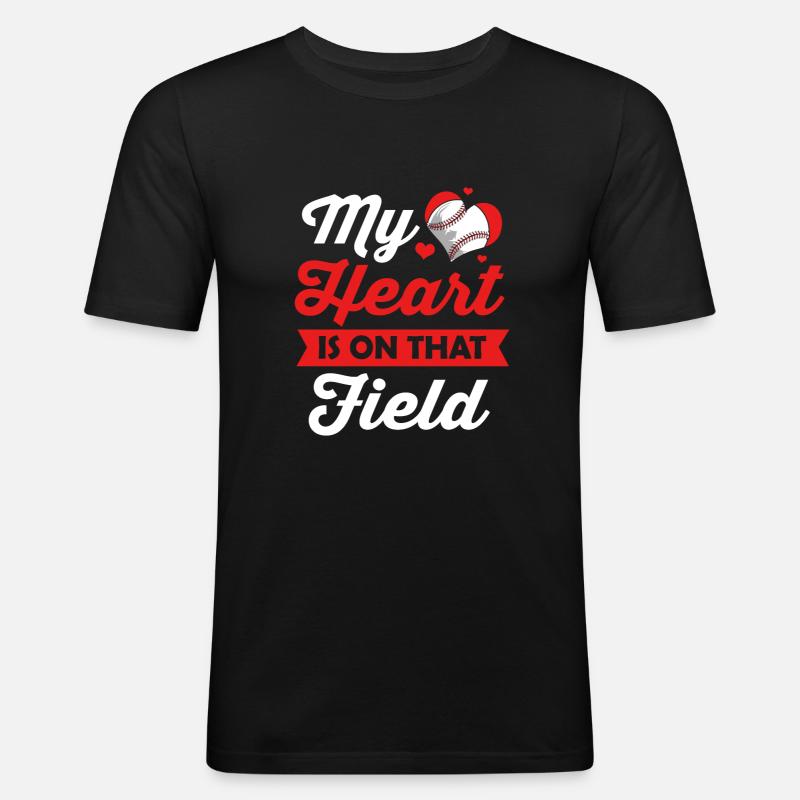 Baseball - Männer Slim Fit T-Shirt - Schwarz