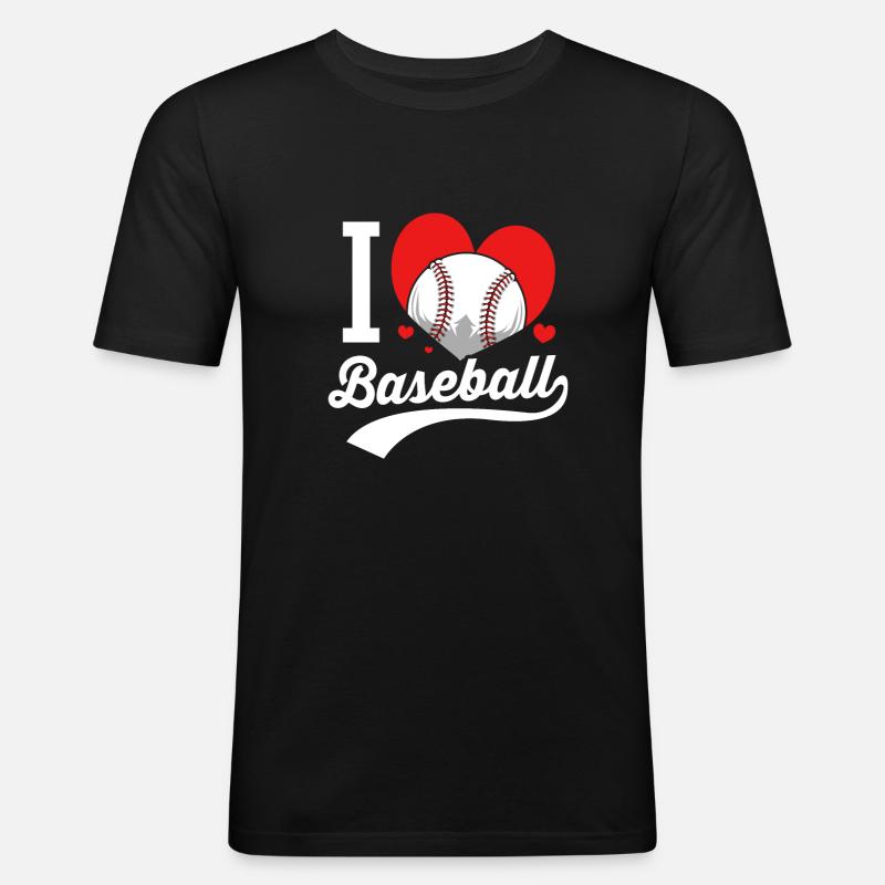 Baseball - Männer Slim Fit T-Shirt - Schwarz