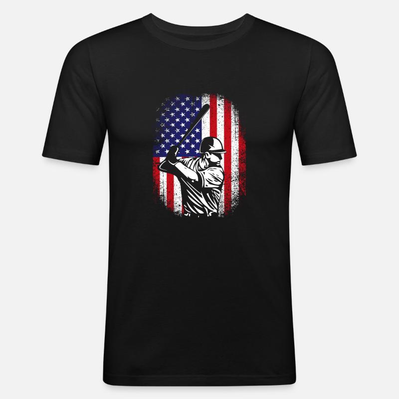 Baseball USA - Männer Slim Fit T-Shirt - Schwarz