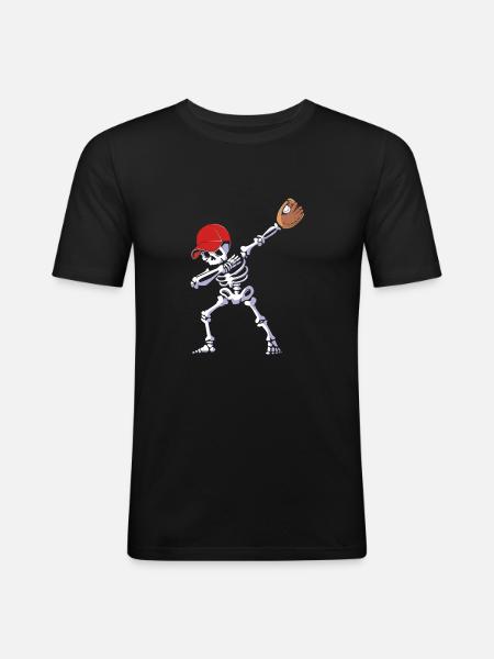 Baseball Skeleton Halloween - Men's Slim Fit T-Shirt - black
