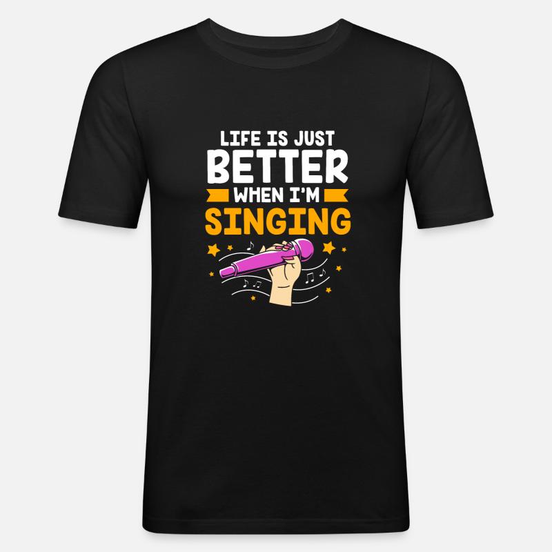 Karaoke - Männer Slim Fit T-Shirt - Schwarz