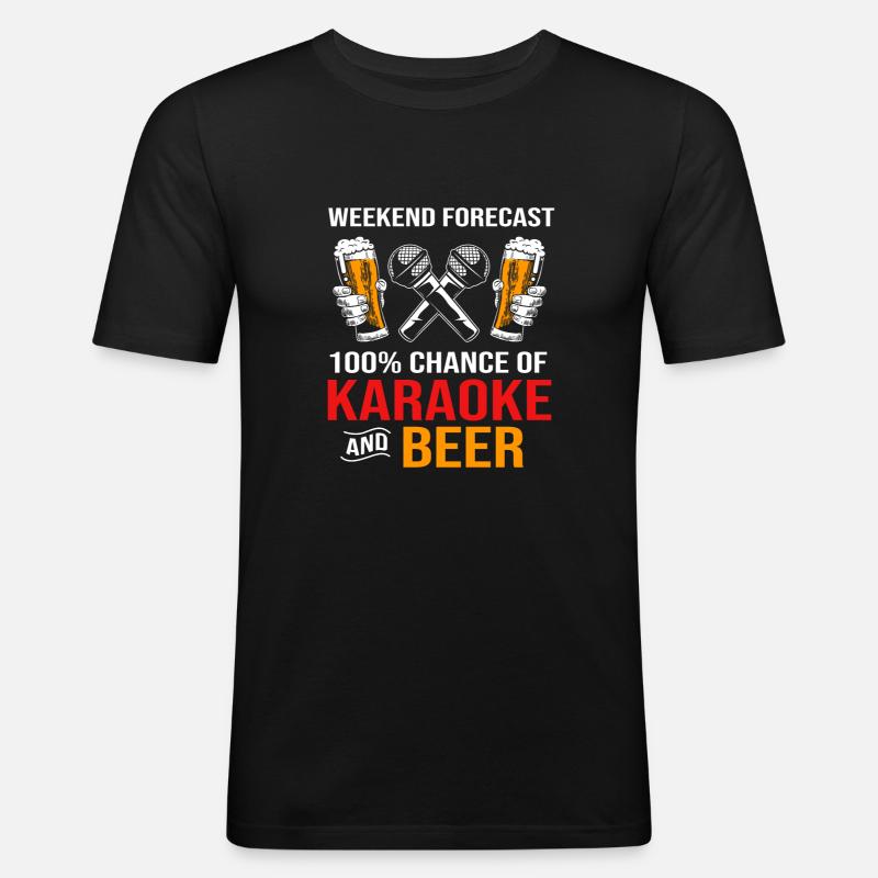 Karaoke - Männer Slim Fit T-Shirt - Schwarz