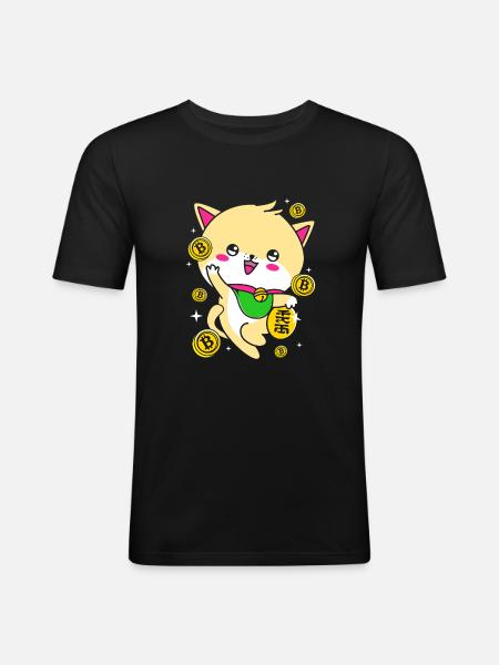 Maneki Neko Japan Lucky Charm - Men's Slim Fit T-Shirt - black