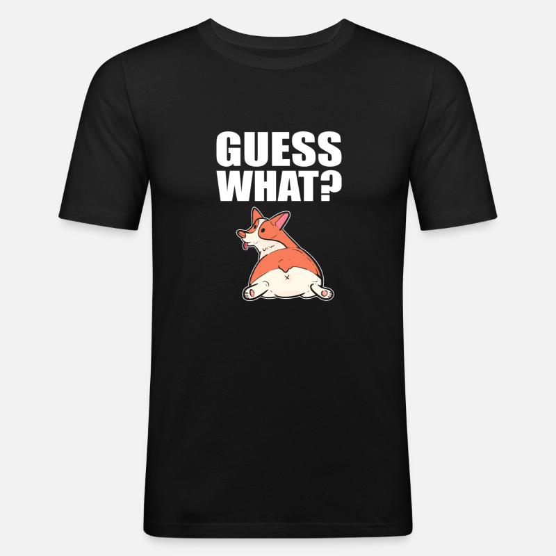 Corgi - Männer Slim Fit T-Shirt - Schwarz