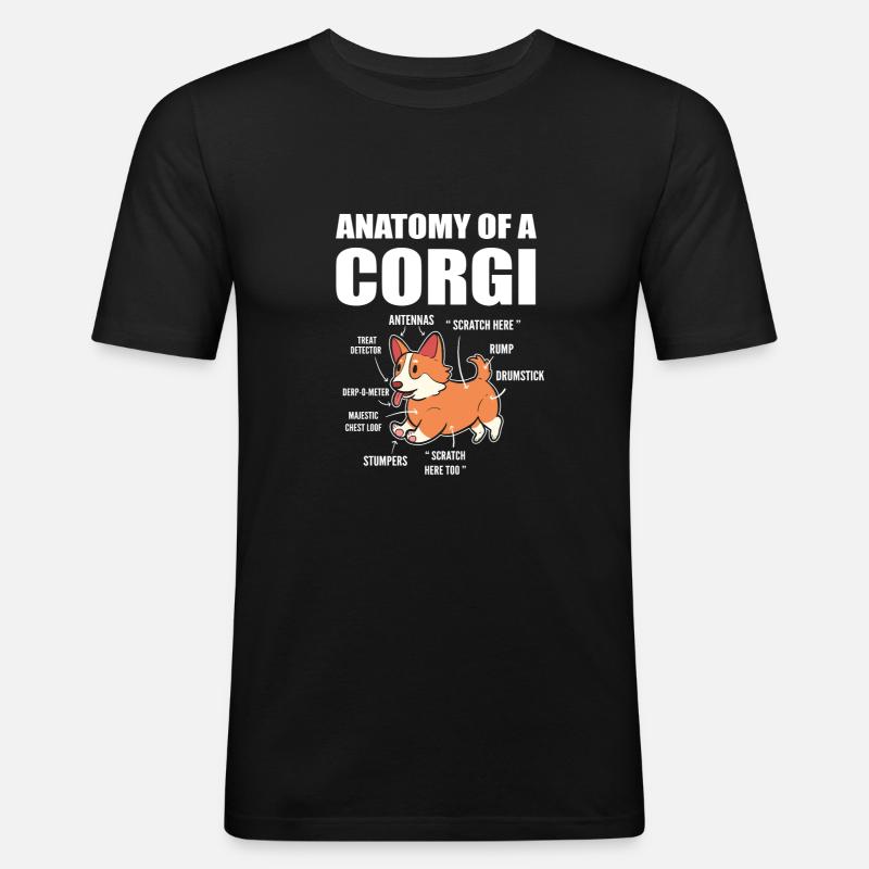 Corgi Anatomie - Männer Slim Fit T-Shirt - Schwarz