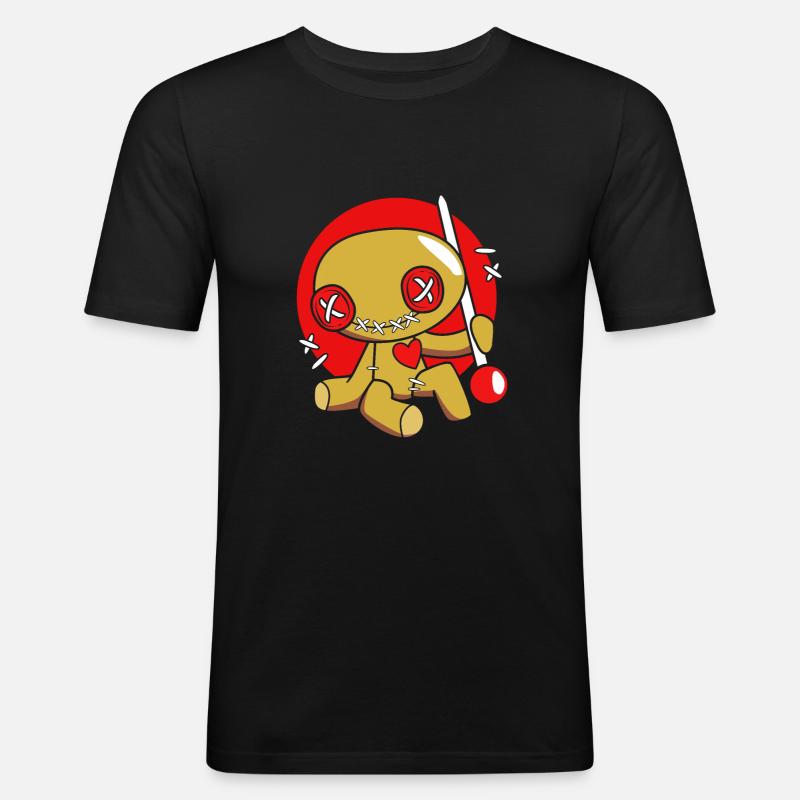 Voodoo Puppe - Männer Slim Fit T-Shirt - Schwarz