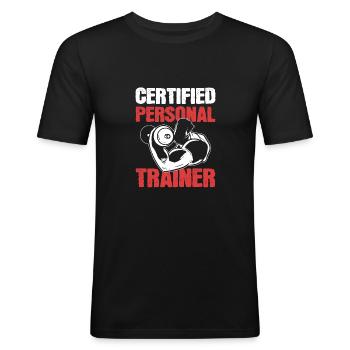 Fitness Fitness Trainer Gym - Men's Slim Fit T-Shirt - black - Front - Nik (191cm)