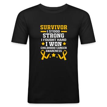 Enfant Cancer Survivant du Cancer - T-shirt près du corps Homme - noir - Devant - Nik (191cm)