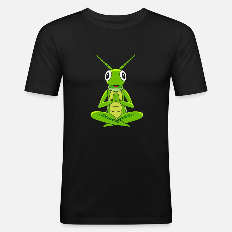 Grashüpfer Heuschrecke - Männer Slim Fit T-Shirt - Schwarz