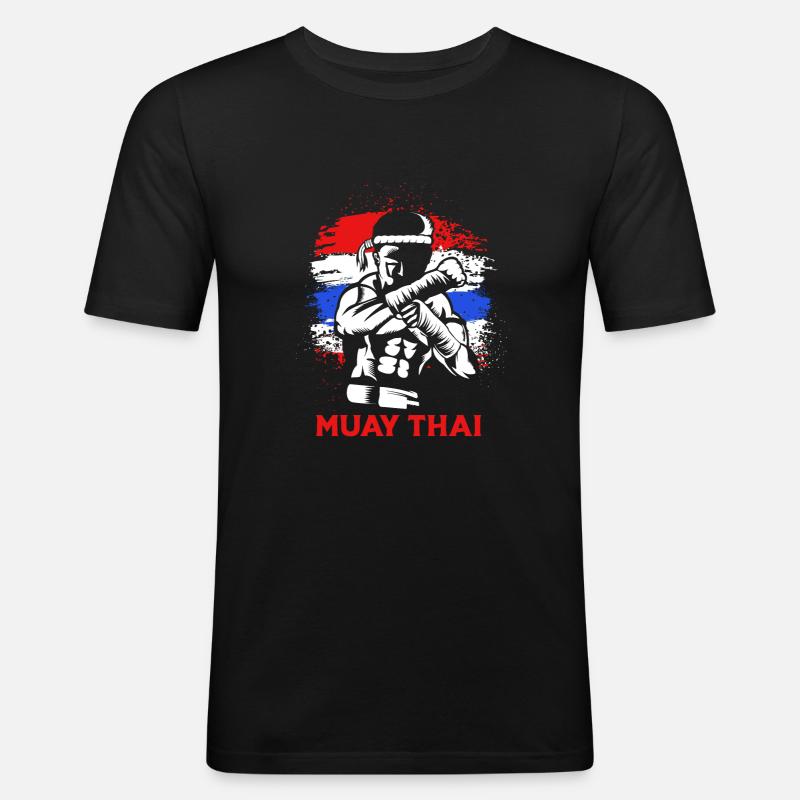 Muay Thai boxen - Männer Slim Fit T-Shirt - Schwarz