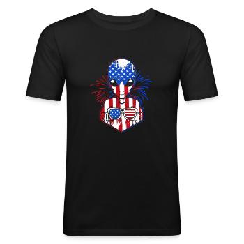Vierter Juli Nationalfarben Nationalfeiertag USA - Männer Slim Fit T-Shirt - Schwarz - Vorne - Nik (191cm)