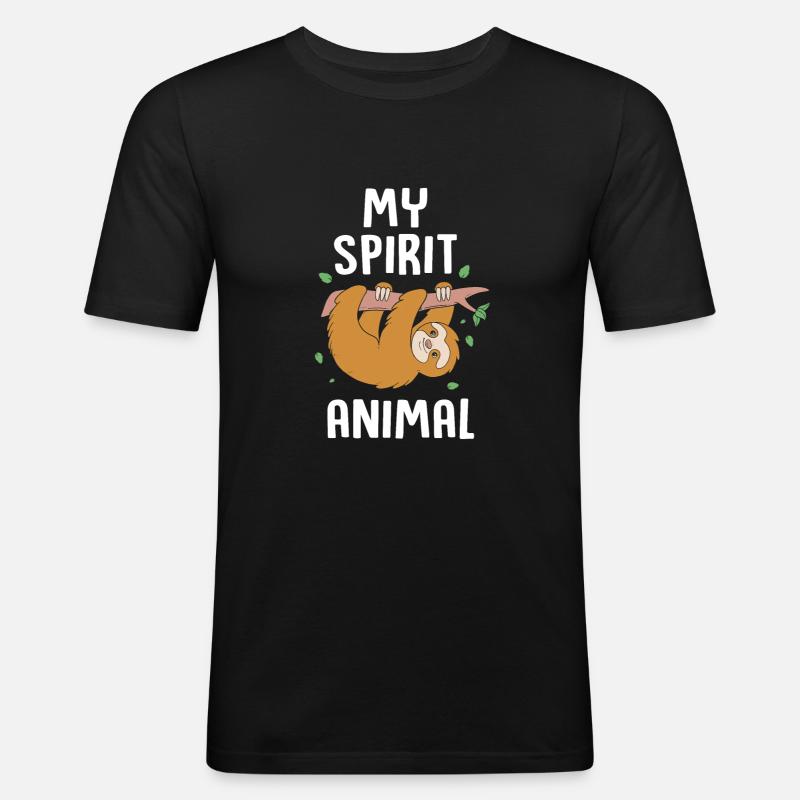Faultier - Männer Slim Fit T-Shirt - Schwarz