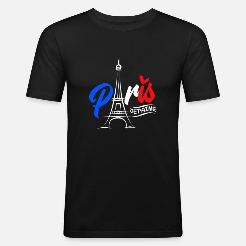 Frankreich - Männer Slim Fit T-Shirt - Schwarz