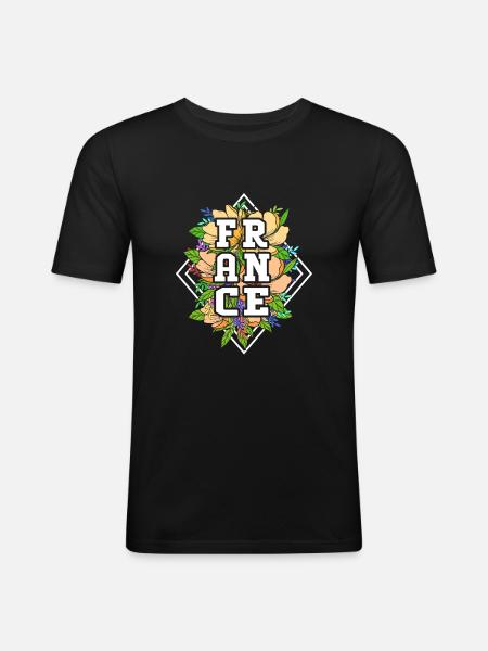 France - Men's Slim Fit T-Shirt - black