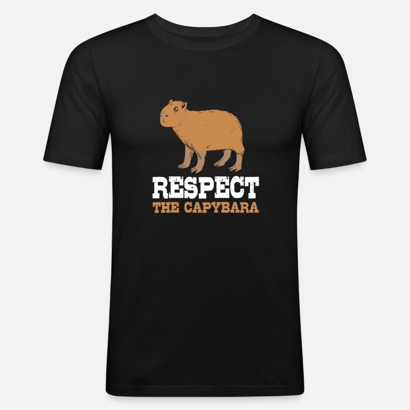 Capybara - Männer Slim Fit T-Shirt - Schwarz