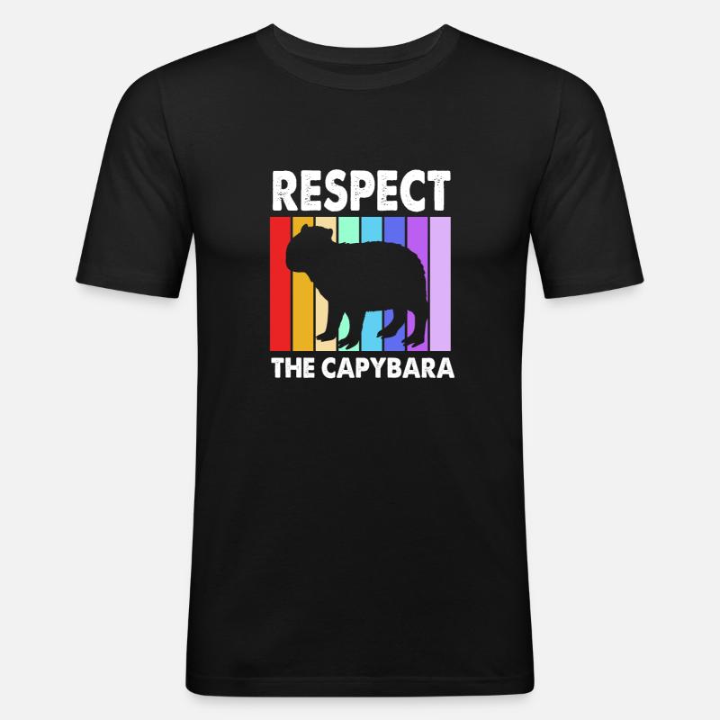 Capybara - Männer Slim Fit T-Shirt - Schwarz