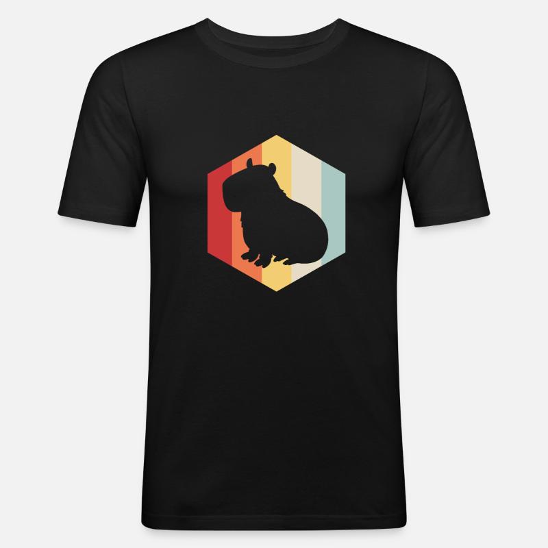 Capybara - Männer Slim Fit T-Shirt - Schwarz