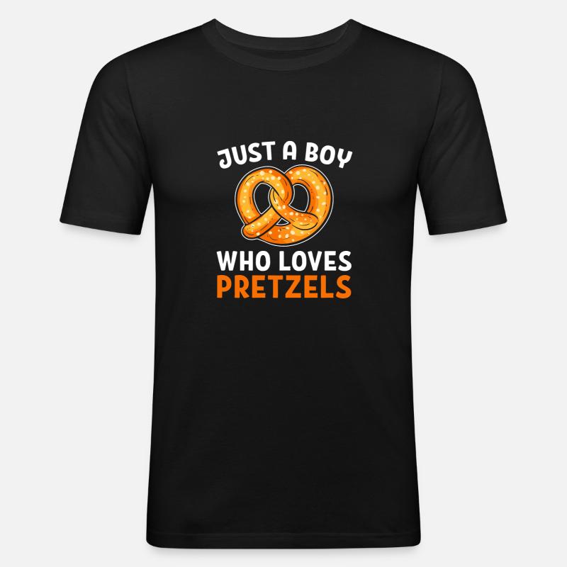 Brezel - Männer Slim Fit T-Shirt - Schwarz