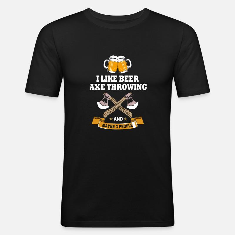 Axt Wurf - Männer Slim Fit T-Shirt - Schwarz