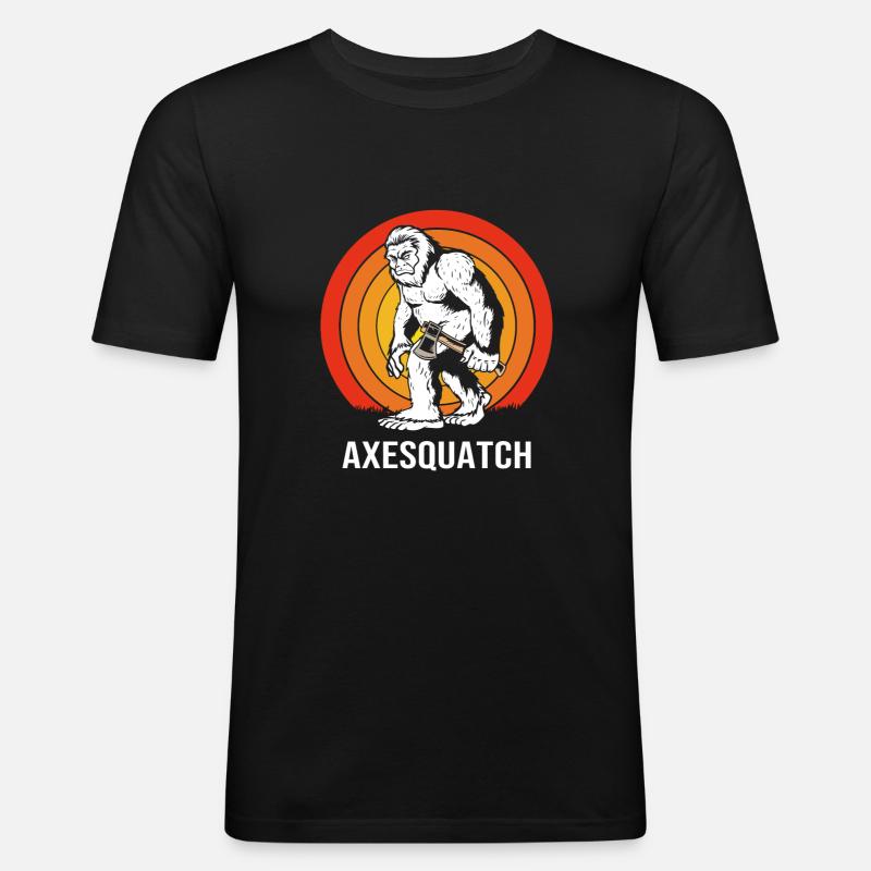 Axt Wurf - Männer Slim Fit T-Shirt - Schwarz